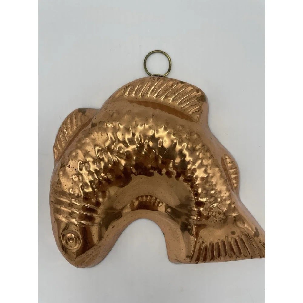 Vintage MCM Copper Fish Shaped Mold‎ w/Hook Hanger French Wall Decor